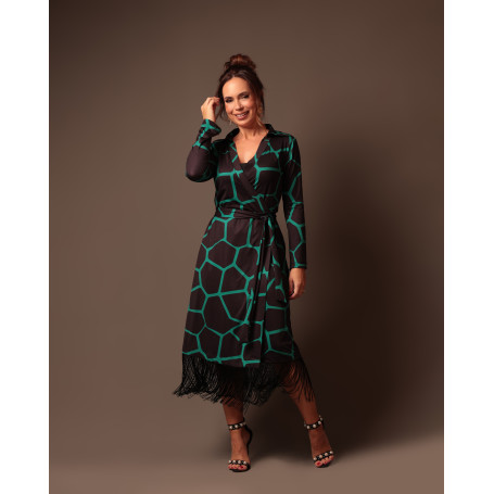 Wrap Dress Black Franjas